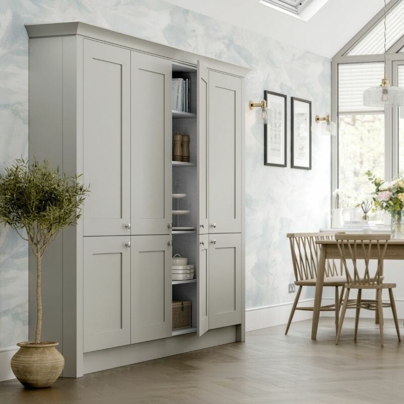 How to Create a More Social Kitchen Space Grey Wooden Kitchen Cabinet