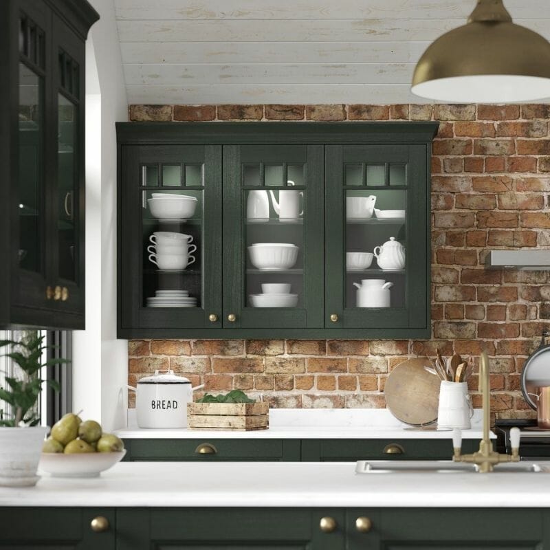 Dark Green Wooden Kitchen Cabinet