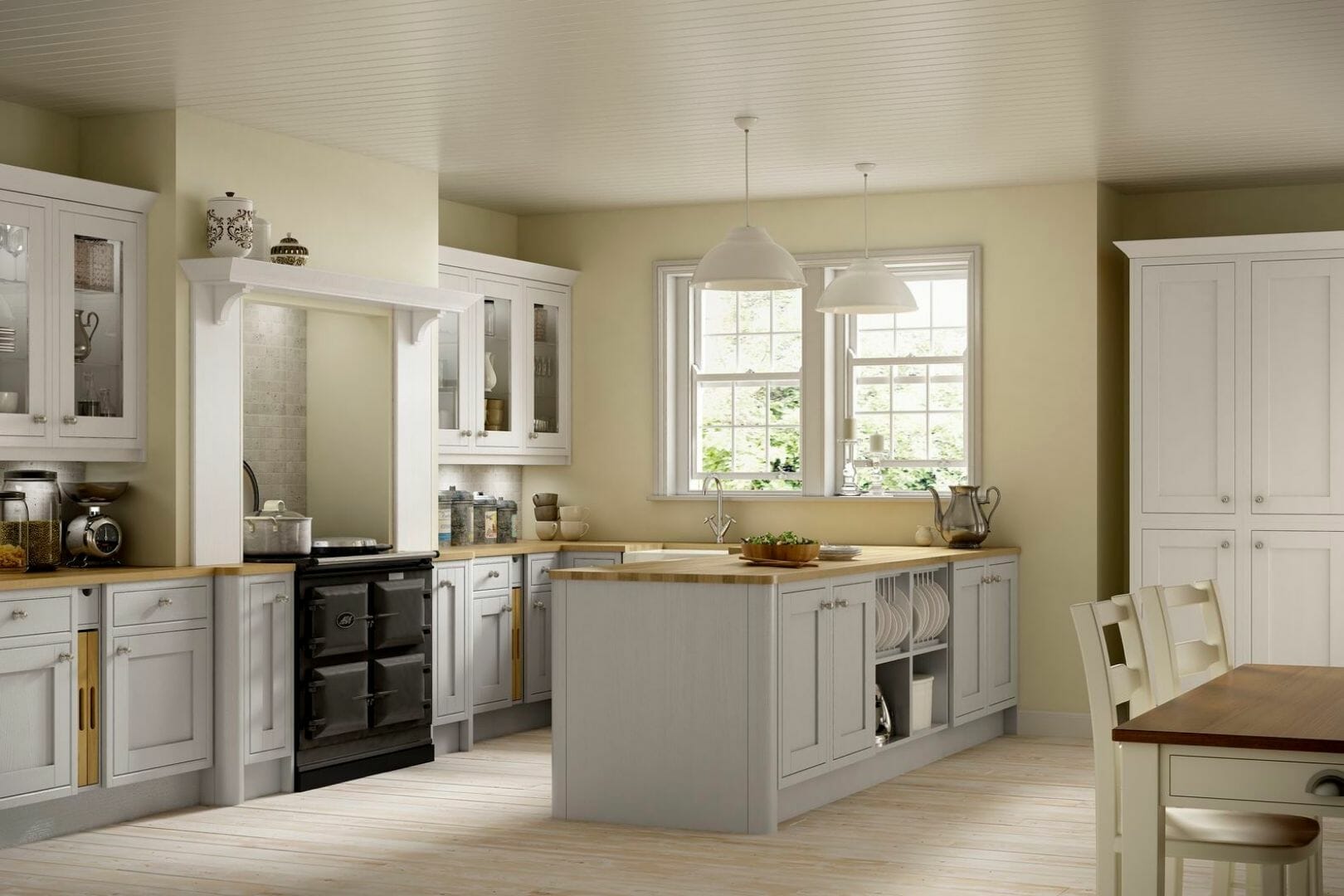 Grey and white traditional kitchen