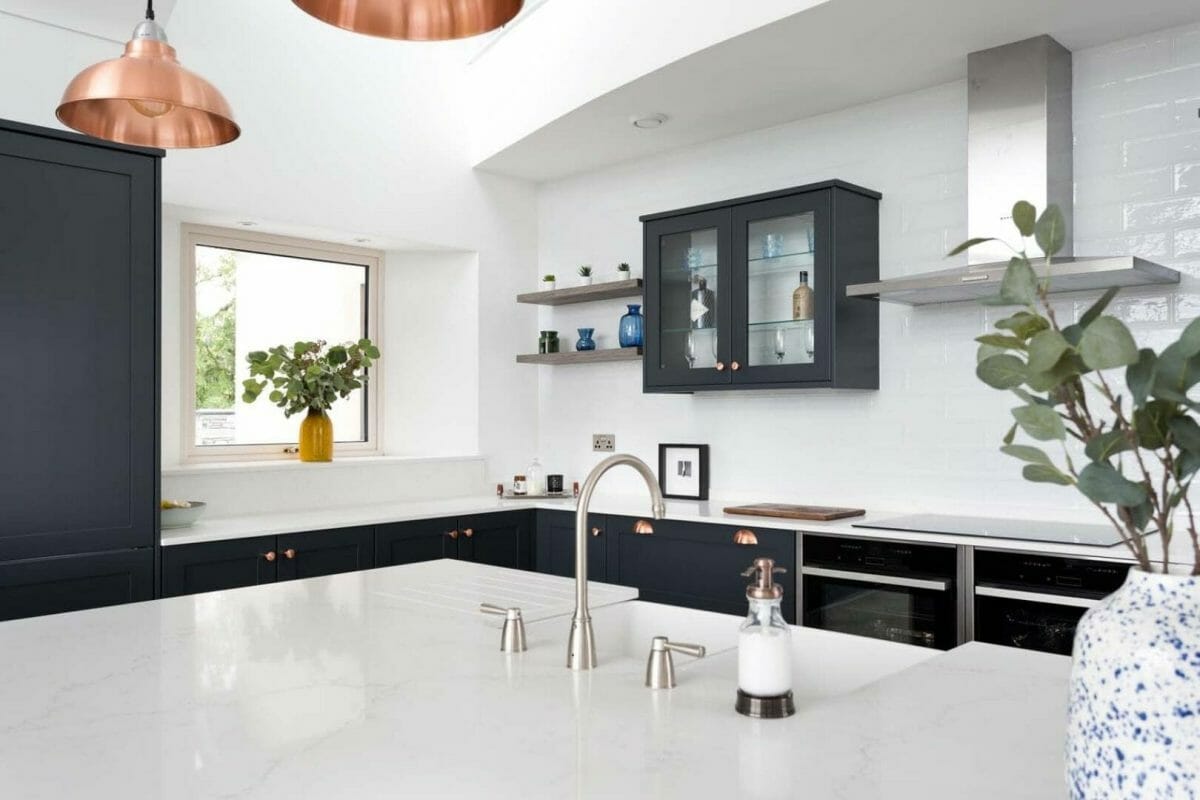 Navy and copper kitchen