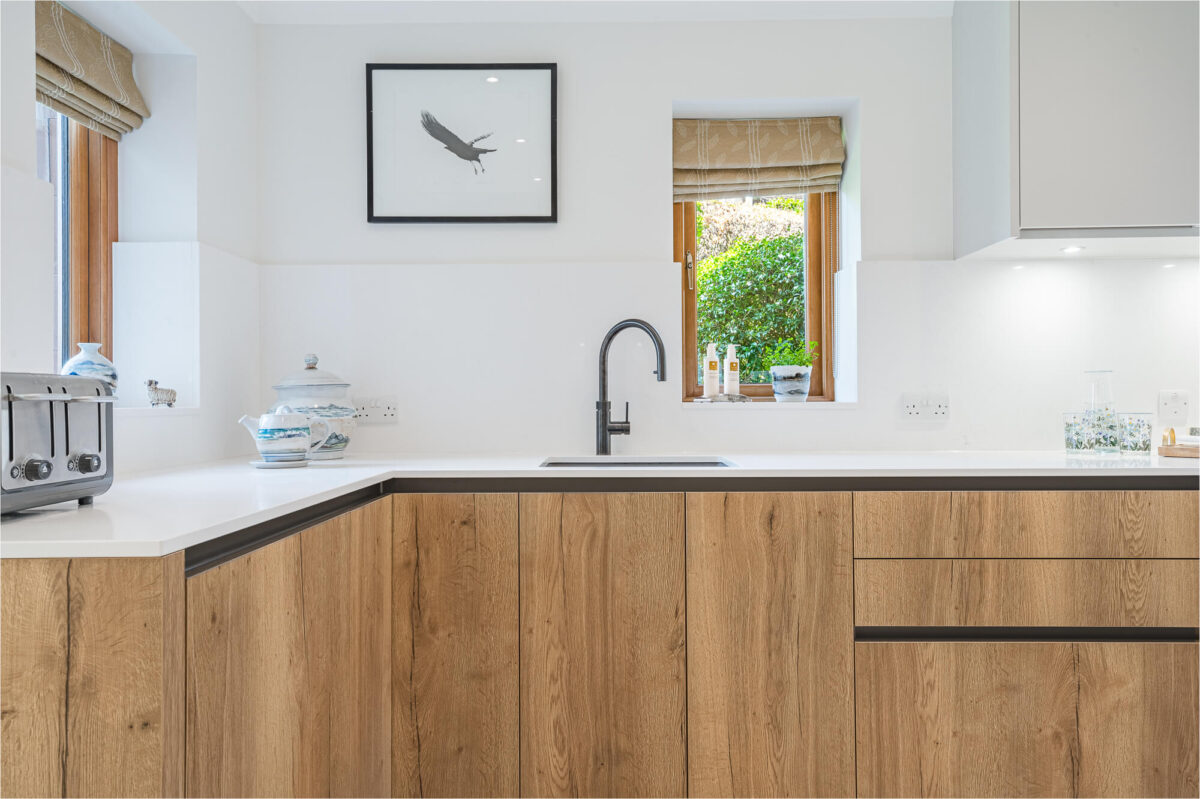 Keller Wild Oak Kitchen with light grey contrast