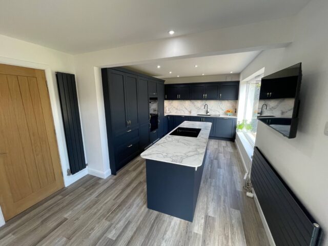 Complete Kitchen blue with Siemens Appliances